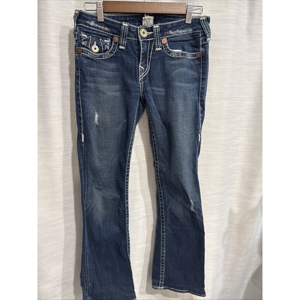 True Religion Jeans Womens 28 Boot Cut Low Rise Billy Super T Thick Stitch 28x33